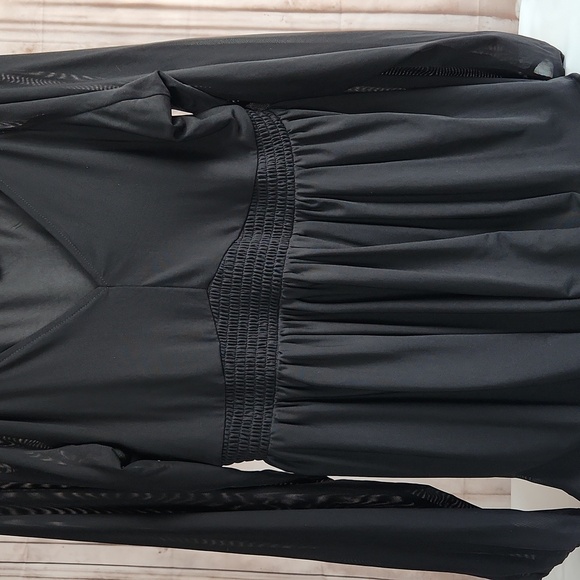 Torrid Black Mesh V-Neck Smocked Babydoll Top | Size 1X (14/16) - Picture 13 of 15